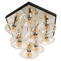 Hexagon Mirror glass Wall Light/Flush Mount, Germany 1970
