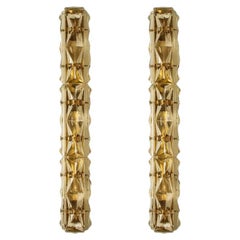 Pair of Crystal Glass and Brass Wall Sconces by Kinkeldey, 1970s