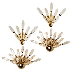 1 of the 4 Crystal Gilded Brass Sconces by Oscar Torlasco for Stilkronen