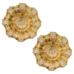1 of the 2 Clear and Amber Glass Flush Mounts in Style of Helena Tynell, 1960