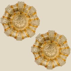 1 of the 2 Clear and Amber Glass Flush Mounts in Style of Helena Tynell, 1960