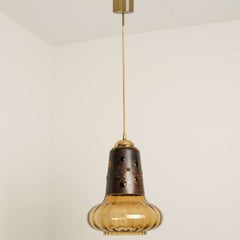 Lampada a sospensione in vetro color rame nello stile di Nanny Still McKinney, 1960