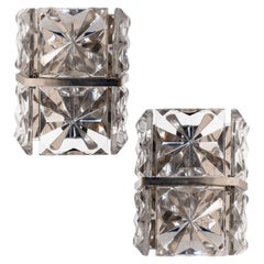 Rectangular Crystal and Gold Plated Sconces by Kinkeldey, Germany