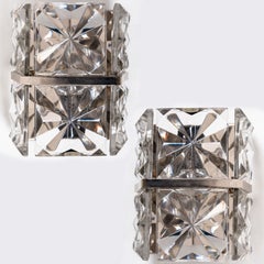 Rectangular Crystal and Gold Plated Sconces by Kinkeldey, Germany