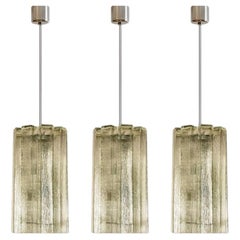 Doria Ribbled Glass and Chrome Pendant, Germany 1960s
