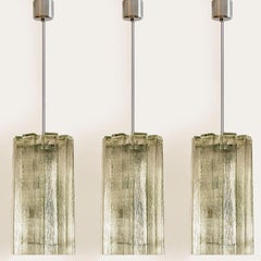 Doria Ribbled Glass and Chrome Pendant, Germany 1960s
