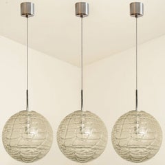 1 of the 3 Murano Clear Glass Pendant Lights, 1960s