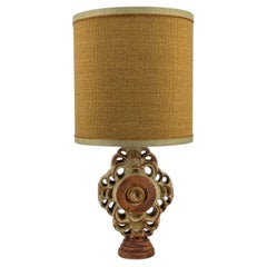 Lampe de sol/de table en céramique B. Rooke, abat-jour sur mesure couleur ocre par R. Houben