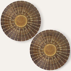 1 of the 2 Ceramic Round Wall Lights Holes in the style of Axella, Denmark 1970