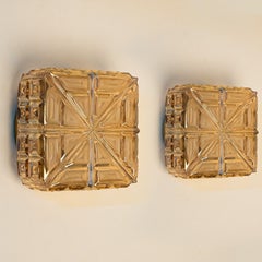 Several Square Amber Glass Flush Mounts in the Style of Tynell, 1960