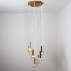 Cascading Glass and Brass Pendant, Peill Putzler, 1970