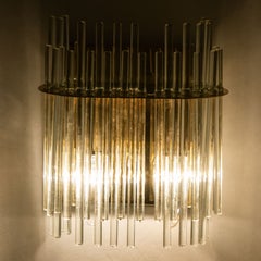 Gold Rod Glass and Clear Brass Wall Sconce, Sciolari, 1960