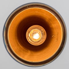 Small Bowl Cobalt Yellow Aqua Ceramic Pendant Light, Denmark, 1970
