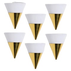Cone Shaped White Opaque Glass Wall Lights by Glashütte Limburg