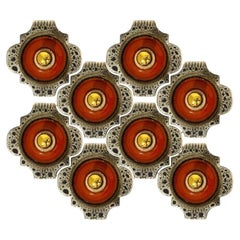 Red and Brown Ceramic Wall Lights by Hustadt Keramik, Germany, 1970