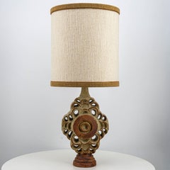 Ceramic Floor/Table Lamp B. Rooke, Beige Custom Made Lampshade by R. Houben