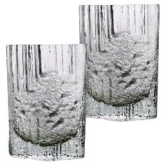 Par de jarrones de cristal «Ice» de Tapio Wirkkala para Iittala