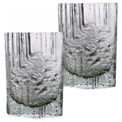 Par de jarrones de cristal «Ice» de Tapio Wirkkala para Iittala