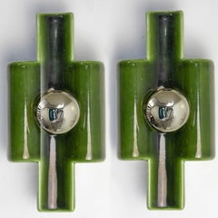 Several Rectangular Green Ceramic Wall Lights Ceramic, Denmark 1970