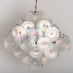 4 Layered Square Oiled Glass discs Chandelier by Nason for Vistosi, Italy