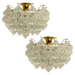 1 of the 2 Kalmar 'Tulipan' Clear Glass Light Fixtures, Austria 1960s