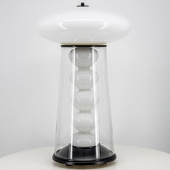 Double Walled Transparant Opal Glass Table Lamp, Germany 1970