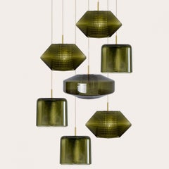 1 of the 7 Green Glass Pendants by Carl Fagerlund for Orrefors, 1960s