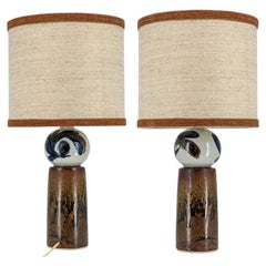 1 of the 2 Sculptural Ceramic Lamp by Rorstrand Ateljé, Lampshade by R. Houben