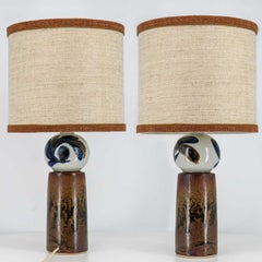 1 of the 2 Sculptural Ceramic Lamp by Rorstrand Ateljé, Lampshade by R. Houben
