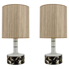 1 of the 2 Ceramic Lamps by Royal Copenhagen, Custom Made Lampshade by R. Houben