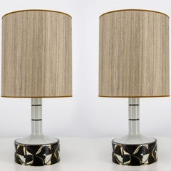 1 of the 2 Ceramic Lamps by Royal Copenhagen, Custom Made Lampshade by R. Houben
