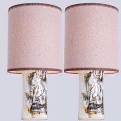 1 of the 2 Gorgeous Table Lamps by Jeppe Hagedorn, Pink Shade, Denmark 1960s