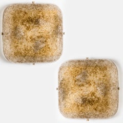 Hillebrand Massive Murano Square Wall Lights, 1960