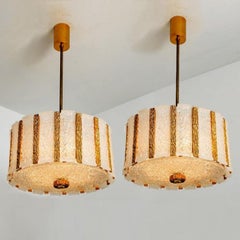 Pair of Gold-Plated Bronze Drum Light Fixtures, 1960s, Austria