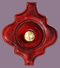 Applique in ceramica rossa ricurva di Hustadt Keramik, Germania
