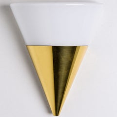 Cone Shaped White Opaque Glass Wall Lights by Glashütte Limburg