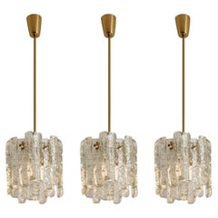 1 of 3 Ice Glass Pendant Lights by J.T. Kalmar, 1970s
