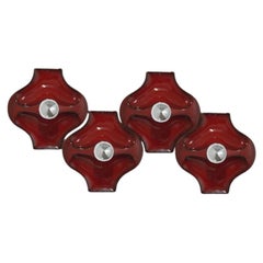 Red Ceramic Wall Lights by Hustadt Keramik, Germany, 1970