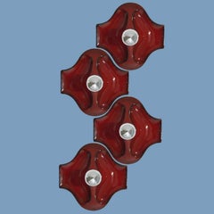 Red Ceramic Wall Lights by Hustadt Keramik, Germany, 1970