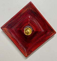 Red Square Ceramic Wall Lights by Hustadt Keramik, Germany, 1970