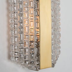 Pair of Textured Clear Glass Wall Lights by Kaiser Leuchten, 1970s