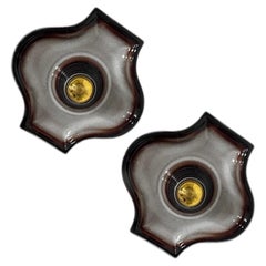 1 of 2 Oval Grey Brown Ceramic Wall Lights by Hustadt Keramik, Germany, 1970