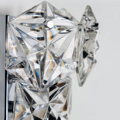 1 of the 2 Faceted Crystal and Silver Chrome Sconces by Kinkeldey, Germany, 1970