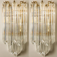 coppia di Venini Style Triedroglass Tree Tears in vetro oro chiaro in ottone