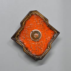 Brown Orange Diamond Shaped Ceramic Wall Lights, Germany, 1970