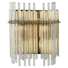 Gold Rod Glass and Clear Brass Wall Sconce, Sciolari, 1960