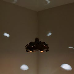 Ceramic Cognac Blue Ceramic Pendant Light, Denmark, 1970