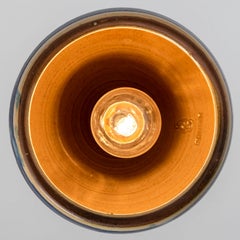 Small Bowl Cobalt Yellow Aqua Ceramic Pendant Light, Denmark, 1970