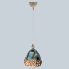 Grün-blaue Keramik-Hängelampe, Dänemark, 1970