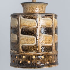 1 of 2 Yellow White Brown Ceramic Pendant Lights, Denmark, 1970